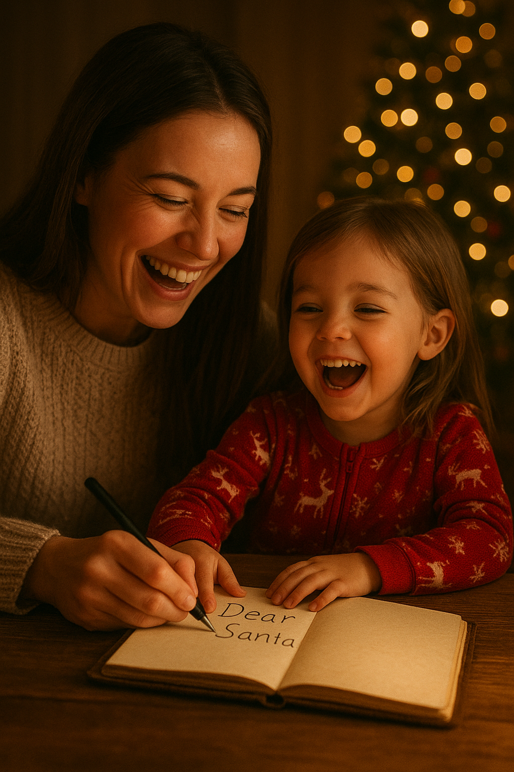 Parent and child sharing a Christmas moment